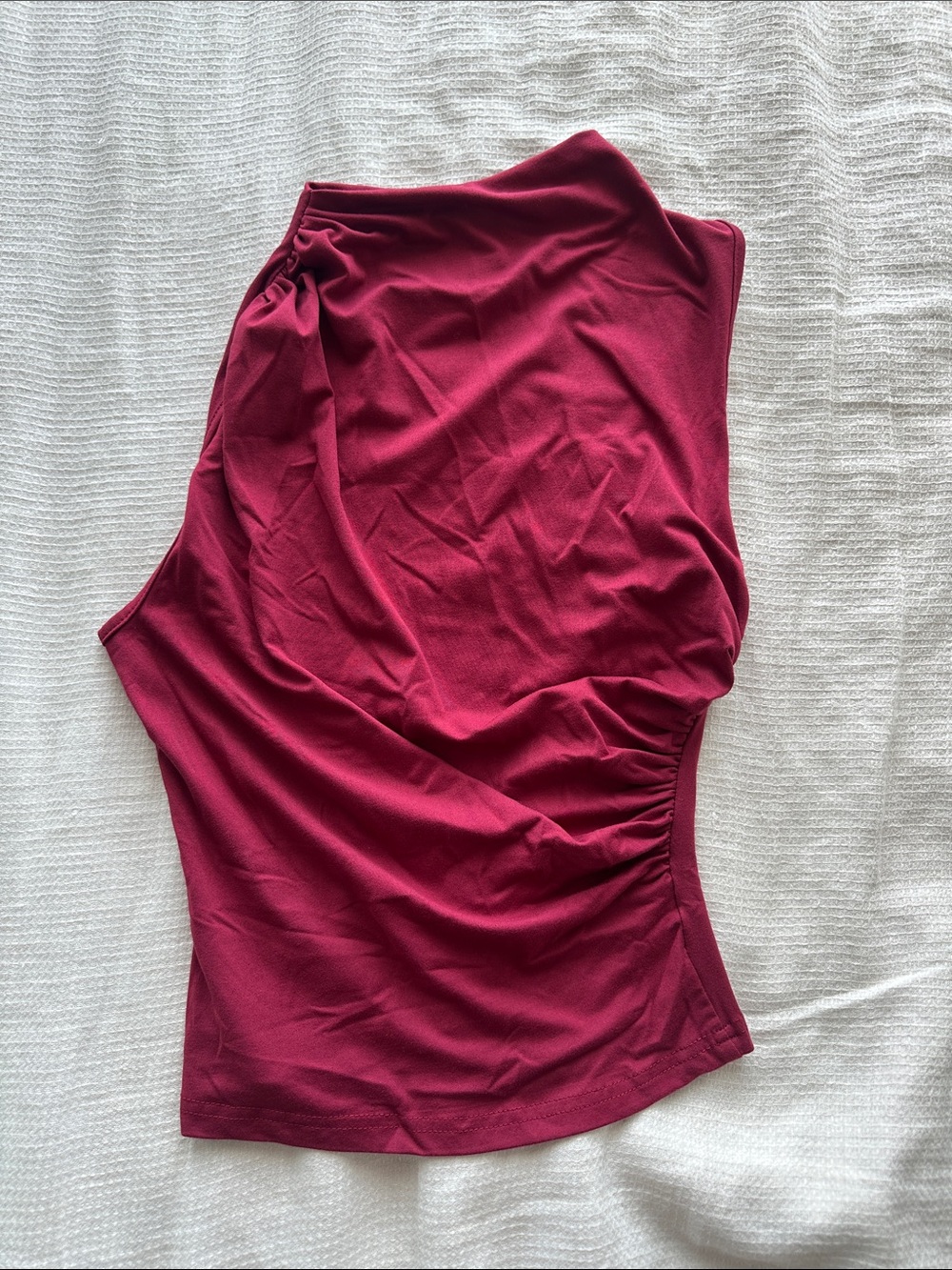 Sleeveless Ruched High Neck Tank Top